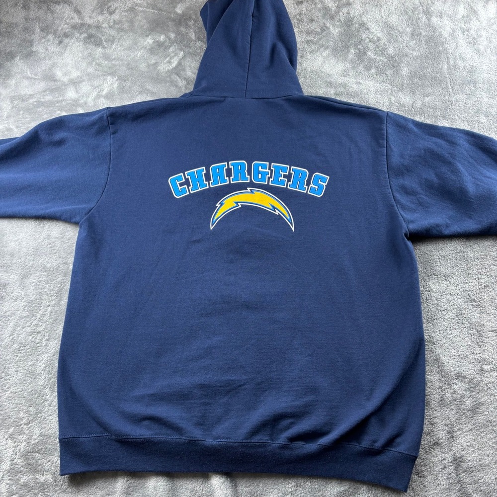 NFL Chargers Full Zip Hoodie Size Large Navy Blue Mens Gameday Fleece Sweatshirt - Picture 6 of 9